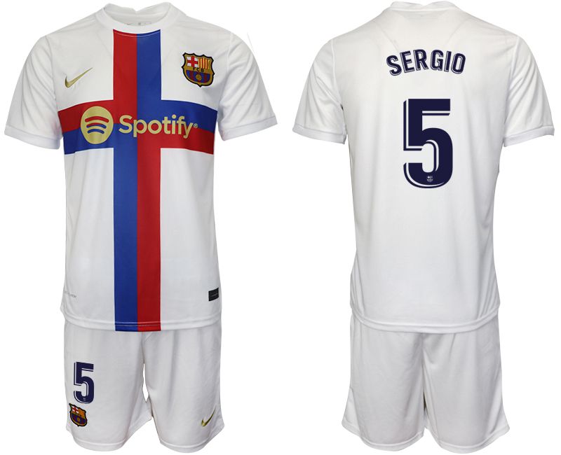 Men 2022-2023 Club Barcelona white away #5 Soccer Jersey->barcelona jersey->Soccer Club Jersey